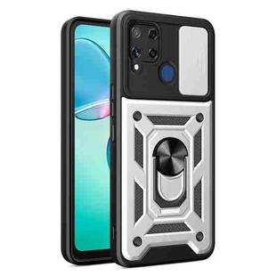 For Realme C25 / C15 Sliding Camera Cover Design TPU Hybrid PC Phone Case(Silver)