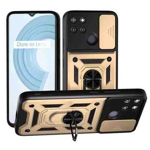 For Realme C21Y / C25Y Sliding Camera Cover Design TPU Hybrid PC Phone Case(Gold)