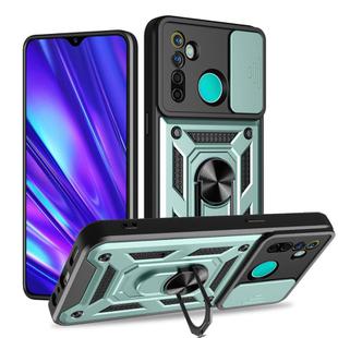 For Realme 5 Pro Sliding Camera Cover Design TPU Hybrid PC Phone Case(Mint Green)