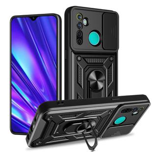 For Realme 5 Pro Sliding Camera Cover Design TPU Hybrid PC Phone Case(Black)