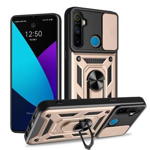 For Realme 5 Sliding Camera Cover Design TPU Hybrid PC Phone Case(Gold)