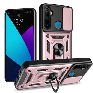 For Realme 5 Sliding Camera Cover Design TPU Hybrid PC Phone Case(Rose Gold)