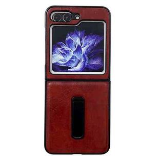For Samsung Galaxy Z Flip5 Crazy Horse Texture PU Phone Case with Holder(Red)