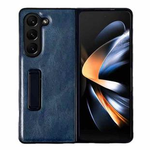 For Samsung Galaxy Z Fold5 Crazy Horse Texture PU Phone Case with Holder(Blue)