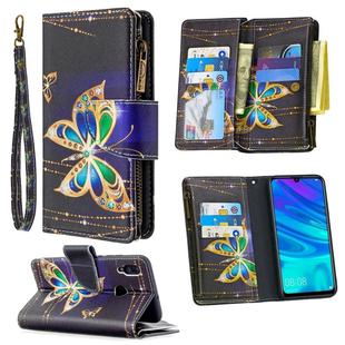 For Huawei P Smart (2019) Colored Drawing Pattern Zipper Horizontal Flip Leather Case with Holder & Card Slots & Wallet(Big Butterfly)