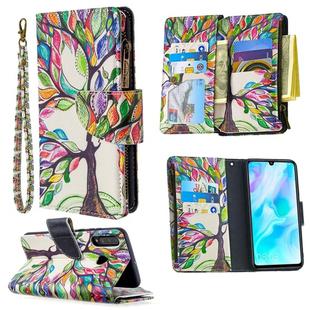 For Huawei P30 Lite Colored Drawing Pattern Zipper Horizontal Flip Leather Case with Holder & Card Slots & Wallet(Tree)