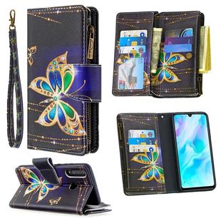 For Huawei P30 Lite Colored Drawing Pattern Zipper Horizontal Flip Leather Case with Holder & Card Slots & Wallet(Big Butterfly)