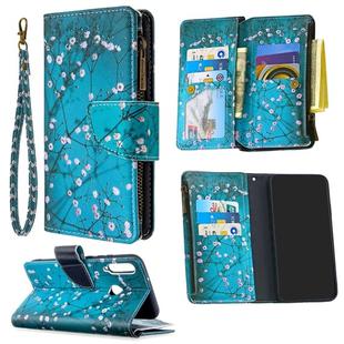 For Huawei P40 Lite E / Y7p Colored Drawing Pattern Zipper Horizontal Flip Leather Case with Holder & Card Slots & Wallet(Plum Blossom)