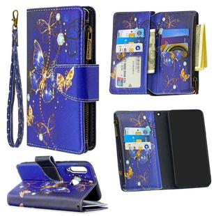 For Huawei P40 Lite E / Y7p Colored Drawing Pattern Zipper Horizontal Flip Leather Case with Holder & Card Slots & Wallet(Purple Butterfly)