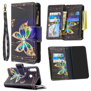 For Huawei P40 Lite E / Y7p Colored Drawing Pattern Zipper Horizontal Flip Leather Case with Holder & Card Slots & Wallet(Big Butterfly)