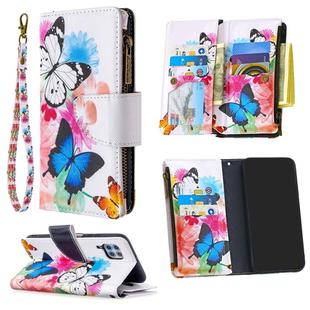 For Huawei P40 Lite Colored Drawing Pattern Zipper Horizontal Flip Leather Case with Holder & Card Slots & Wallet(Two Butterflies)