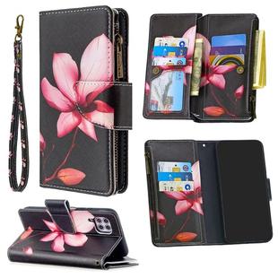 For Huawei P40 Lite Colored Drawing Pattern Zipper Horizontal Flip Leather Case with Holder & Card Slots & Wallet(Lotus)