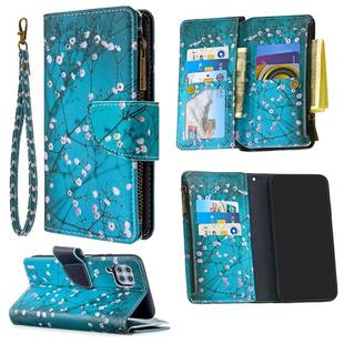 For Huawei P40 Lite Colored Drawing Pattern Zipper Horizontal Flip Leather Case with Holder & Card Slots & Wallet(Plum Blossom)