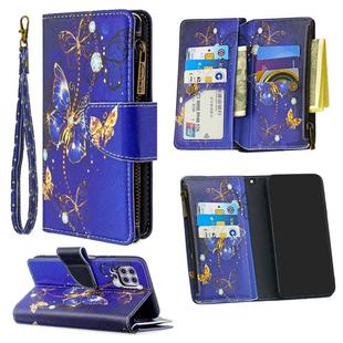 For Huawei P40 Lite Colored Drawing Pattern Zipper Horizontal Flip Leather Case with Holder & Card Slots & Wallet(Purple Butterfly)