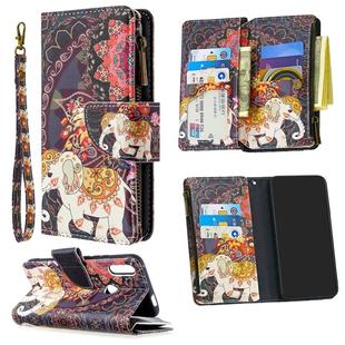 For Huawei P Smart Z Colored Drawing Pattern Zipper Horizontal Flip Leather Case with Holder & Card Slots & Wallet(Flower Elephants)