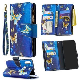 For Huawei P Smart Z Colored Drawing Pattern Zipper Horizontal Flip Leather Case with Holder & Card Slots & Wallet(Gold Butterfly)
