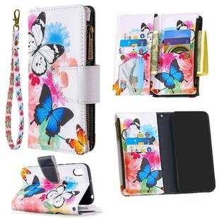For Huawei Y5 (2019) Colored Drawing Pattern Zipper Horizontal Flip Leather Case with Holder & Card Slots & Wallet(Two Butterflies)