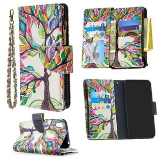 For Huawei Y5 (2019) Colored Drawing Pattern Zipper Horizontal Flip Leather Case with Holder & Card Slots & Wallet(Tree)