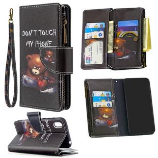 For Huawei Y5 (2019) Colored Drawing Pattern Zipper Horizontal Flip Leather Case with Holder & Card Slots & Wallet(Bear)