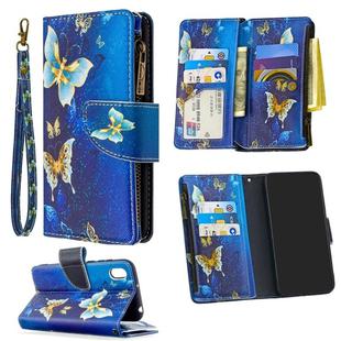 For Huawei Y5 (2019) Colored Drawing Pattern Zipper Horizontal Flip Leather Case with Holder & Card Slots & Wallet(Gold Butterfly)