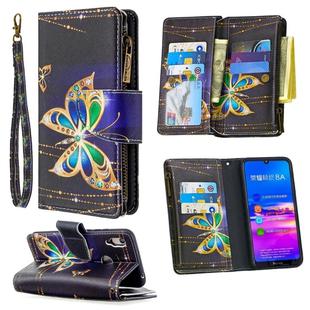 For Huawei Y6 (2019) Colored Drawing Pattern Zipper Horizontal Flip Leather Case with Holder & Card Slots & Wallet(Big Butterfly)