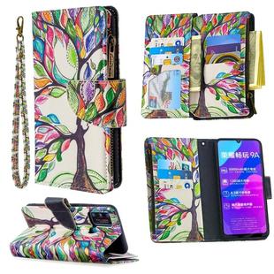 For Huawei Honor 9A Colored Drawing Pattern Zipper Horizontal Flip Leather Case with Holder & Card Slots & Wallet(Tree)