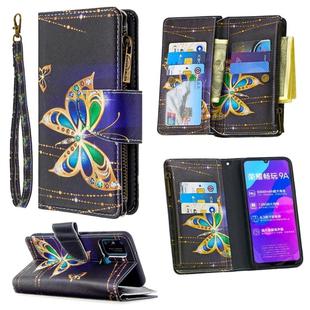 For Huawei Honor 9A Colored Drawing Pattern Zipper Horizontal Flip Leather Case with Holder & Card Slots & Wallet(Big Butterfly)