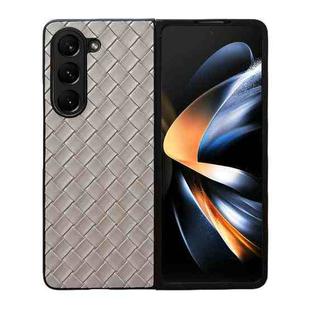 For Samsung Galaxy Z Fold5 5G Woven Texture Folding Phone Case(Grey)