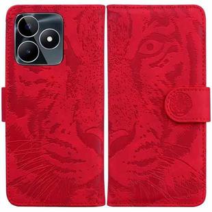 For Realme C53 / Narzo N53 Tiger Embossing Pattern Flip Leather Phone Case(Red)