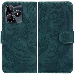 For Realme C53 / Narzo N53 Tiger Embossing Pattern Flip Leather Phone Case(Green)
