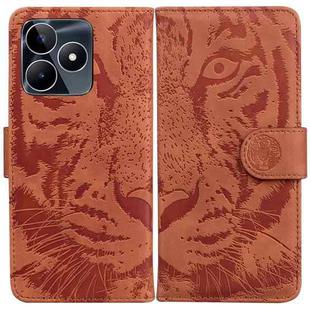 For Realme C53 / Narzo N53 Tiger Embossing Pattern Flip Leather Phone Case(Brown)