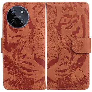 For Realme 11 4G Global Tiger Embossing Pattern Flip Leather Phone Case(Brown)