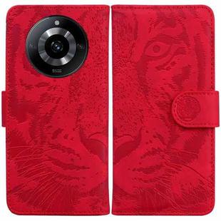 For Realme 11 5G/Narzo 60 India Version Tiger Embossing Pattern Flip Leather Phone Case(Red)