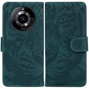 For Realme 11 5G/Narzo 60 India Version Tiger Embossing Pattern Flip Leather Phone Case(Green)