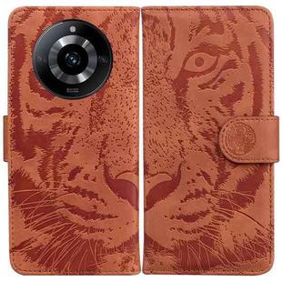 For Realme 11 5G/Narzo 60 India Version Tiger Embossing Pattern Flip Leather Phone Case(Brown)