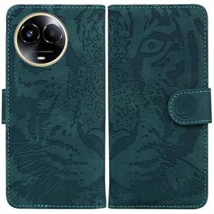 For Realme 11 5G Global Tiger Embossing Pattern Flip Leather Phone Case(Green)