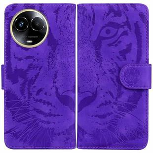 For Realme 11 5G Global Tiger Embossing Pattern Flip Leather Phone Case(Purple)