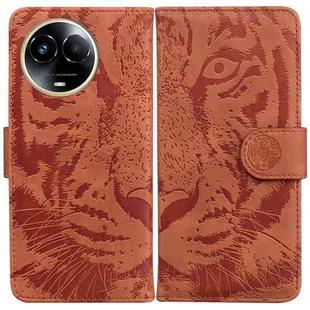 For Realme 11 5G Global Tiger Embossing Pattern Flip Leather Phone Case(Brown)