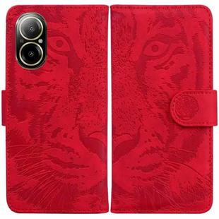 For Realme C67 4G Global Tiger Embossing Pattern Flip Leather Phone Case(Red)