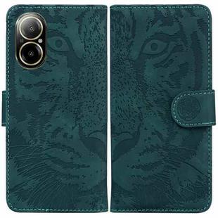 For Realme C67 4G Global Tiger Embossing Pattern Flip Leather Phone Case(Green)