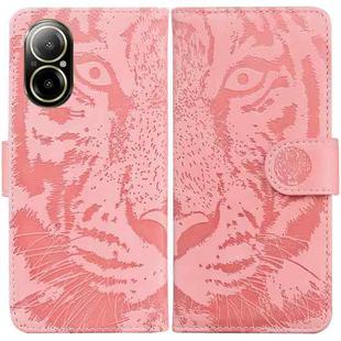 For Realme C67 4G Global Tiger Embossing Pattern Flip Leather Phone Case(Pink)