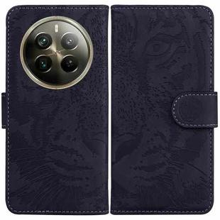 For Realme 12 Pro+ Global Tiger Embossing Pattern Flip Leather Phone Case(Black)