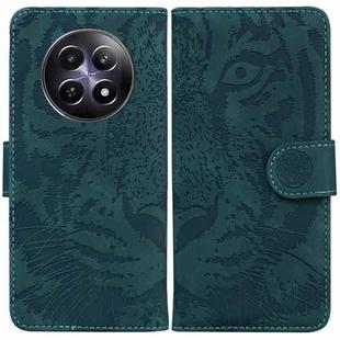 For Realme 12 5G Tiger Embossing Pattern Flip Leather Phone Case(Green)