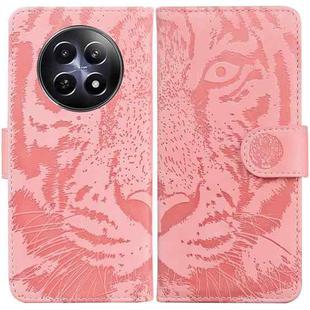 For Realme 12 5G Tiger Embossing Pattern Flip Leather Phone Case(Pink)