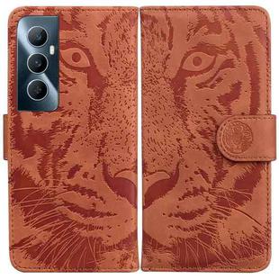 For Realme C65 4G Tiger Embossing Pattern Flip Leather Phone Case(Brown)