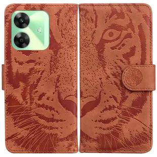 For Realme C61 / C63 / Note 60 Tiger Embossing Pattern Flip Leather Phone Case(Brown)