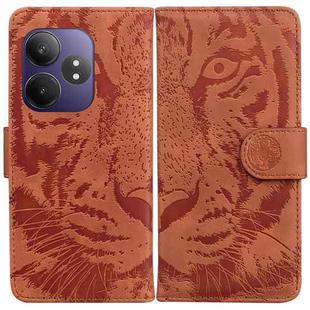 For Realme GT 6 / GT 6T / GT Neo6 Tiger Embossing Pattern Flip Leather Phone Case(Brown)