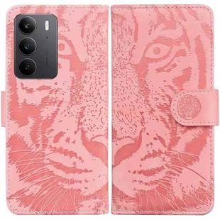 For Realme C75 Tiger Embossing Pattern Flip Leather Phone Case(Pink)