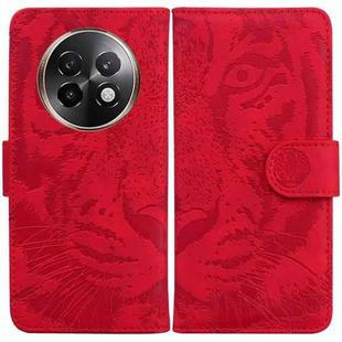 For Realme 13+ Global Tiger Embossing Pattern Flip Leather Phone Case(Red)