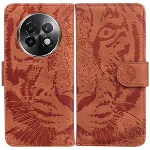 For Realme 13+ Global Tiger Embossing Pattern Flip Leather Phone Case(Brown)